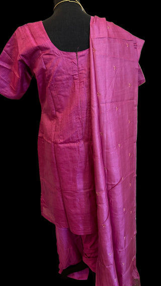 shop online in the usa for this purple pure silk tussar salwar set
