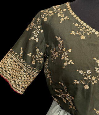 Organza silk embroidered blouse  online usa silk blouses ready to wear online shopping