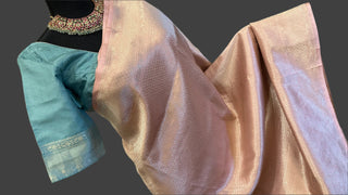 Pastel pink Benerasi silk saree with stitched  blouse online shopping usa