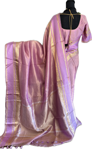 Pure Double Tissue beneras pink lavender soft organza   silk saree with blouse online shopping usa