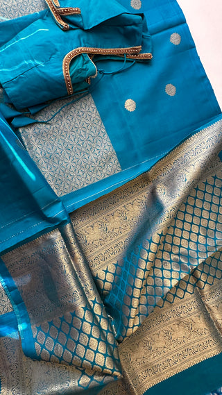 Blue peacock kanchi pattu saree fine weave kanchi pattu bridal