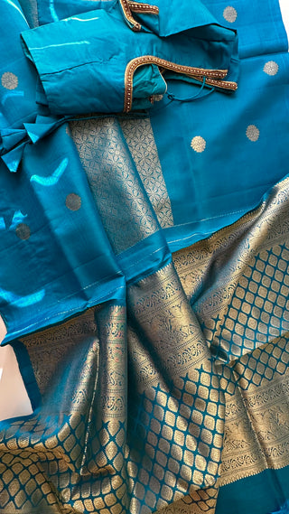 Blue peacock kanchi pattu saree fine weave kanchi pattu bridal