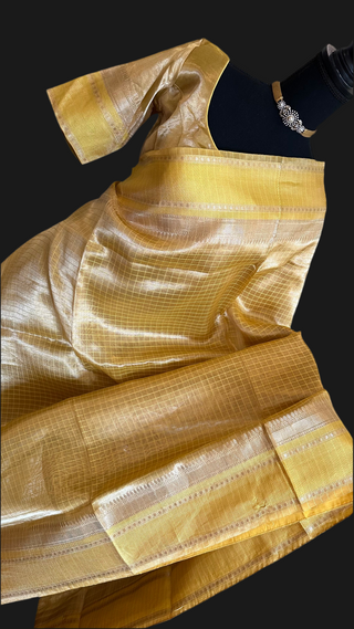 Pure Double Tissue katan Gold Organza  silk saree with blouse online shopping usa