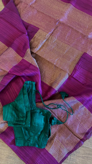 Tussar silk pallu  silk blouses online