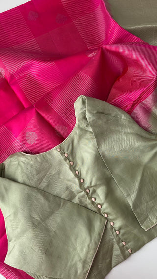 Pink soft silk pure silk handwoven   blouse border