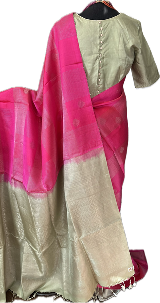 Pink soft silk pure silk handwoven   blouse border