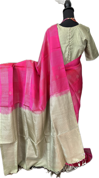 Pink soft silk pure silk handwoven   blouse border