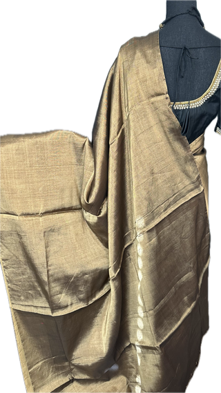 Tissue Gold Chanderi tissue silk saree with hand embroidered silk blouse