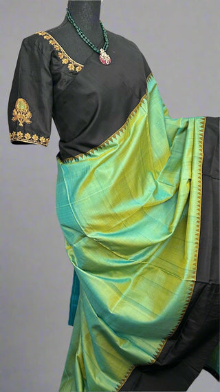 Gadwal handwoven silk saree with embroidered stitched blouse