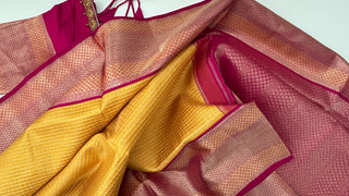 Silver zari Yellow kanjivaram silk saree blouse embroidered blouse