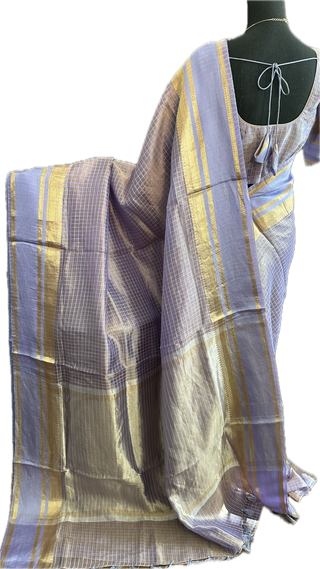 Pure Double Tissue beneras lavender soft organza silk saree with blouse online shopping usa