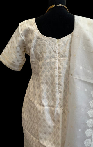 Beneras  white pure silk salwar set online shopping usa