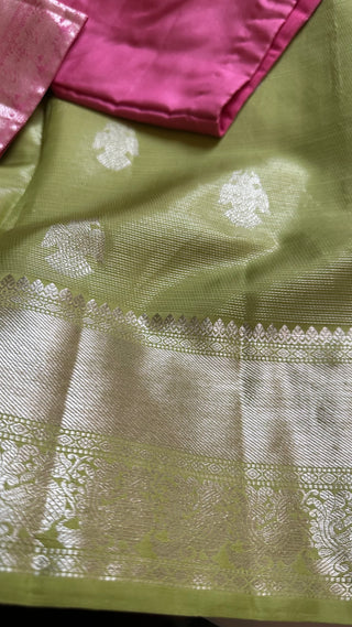 Pure kanjivaram silk saree with Hand embroidered blouse online usa