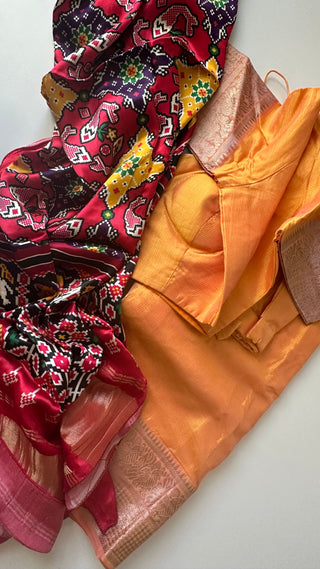 Yellow Pure Mangalagiri Silk Cotton lehnaga with gajji silk ikat  Dupatta