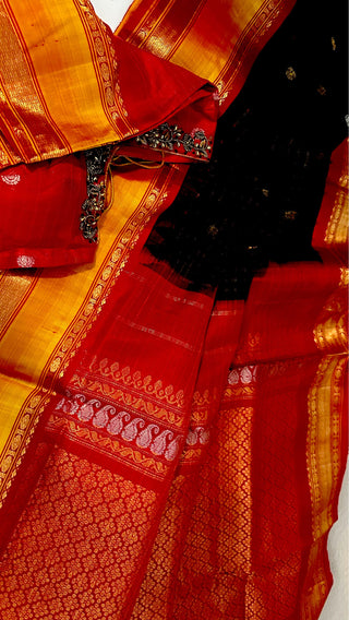 Black saree Pure Gadwal silk saree online usa