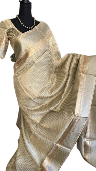 Pure Double Tissue beneras tan soft organza silk saree with blouse online shopping usa