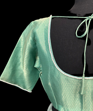 Brocade pure silk teal green /blouse online usa silk blouses ready to wear online shopping
