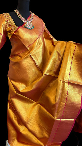 Gold tissue pure zari kanchi pattu saree online usa tissue kanchi pattu saree 