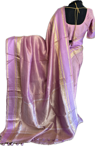 Pure Double Tissue beneras pink lavender soft organza   silk saree with blouse online shopping usa