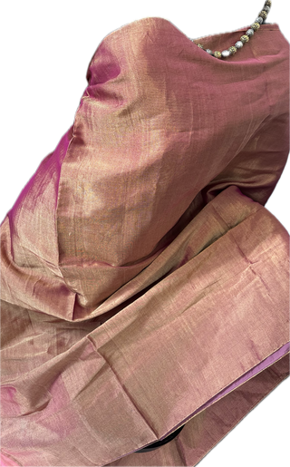 Tissue pinkish Chanderi tissue silk saree with pure paithani  tissue silk blouse