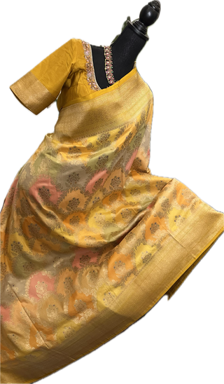 Rangakat Handwoven Beneras  silk saree with stitched  blouse online shopping usa