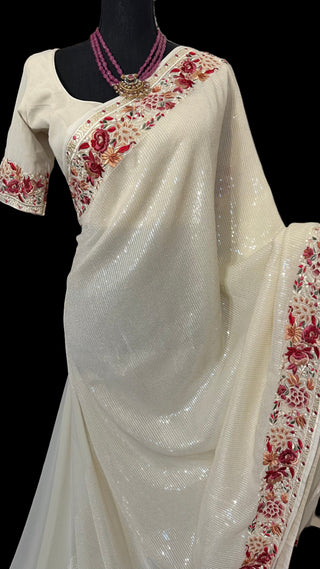 sequin saree georgette white saree usa party wear saree usa white saree usa pure silk saree usa