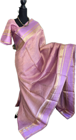 Pure Double Tissue beneras pink lavender soft organza   silk saree with blouse online shopping usa