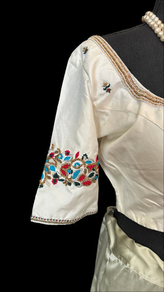 Pure  ream pure silk blouses hand embroidered prestitched