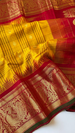 Gadwal handwoven silk saree with embroidered stitched blouse