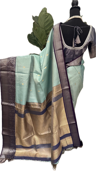 Silver zari pastel tissue kanjivaram silk saree blouse embroidered blouse