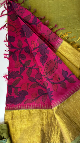 Pen Kalamkari kachi pattu with blouse online usa