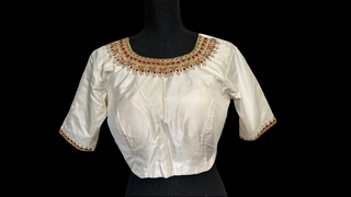 Pure crem silk blouses hand embroidered prestitched