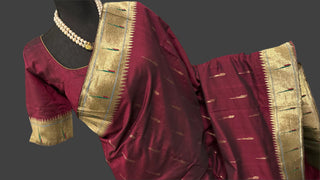 Paithani silk saree wine color handloom pure paithani saree online usa gold zari cotton 