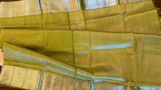 parrot green silver zari kanchi pattu saree online usa