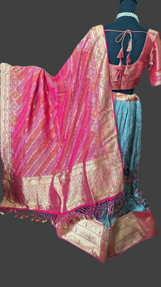 Kalamkari silk skirts with Paithani borders Beneras silk blouse and duppatta semifine silk lined skirts