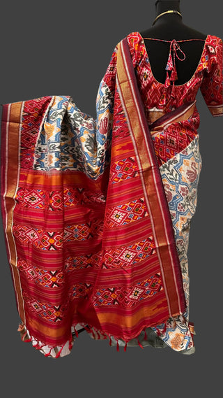 ikat pochampally saree online usa pure silk saree online usa white red pure silk saree online usa