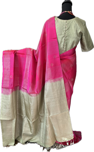 Pink soft silk pure silk handwoven   blouse border