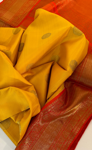 Yellow kanjivaram silk saree blouse embroidered blouse