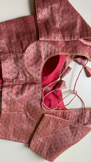 Pink Gold brocade stitched blouse