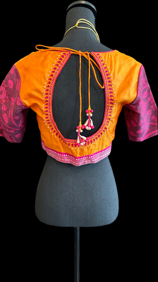pure silk kalamkari hand embroidered silk blouse online usa