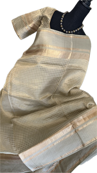 Pure Double Tissue beneras tan soft organza silk saree with blouse online shopping usa