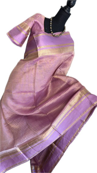 Pure Double Tissue beneras pink lavender soft organza   silk saree with blouse online shopping usa