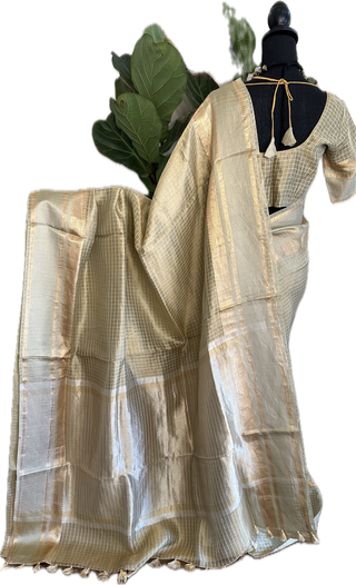 Pure Double Tissue beneras tan soft organza silk saree with blouse online shopping usa