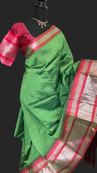 Mangalagiri silk cotton saree with stitched blouse usa