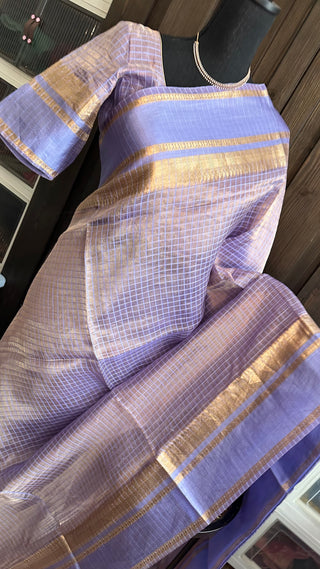 Pure Double Tissue beneras lavender soft organza silk saree with blouse online shopping usa