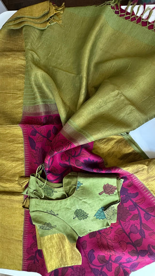 Pen Kalamkari kachi pattu with blouse online usa