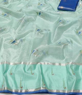 Pure tissue zari Kota saree with stitched blouse online usa