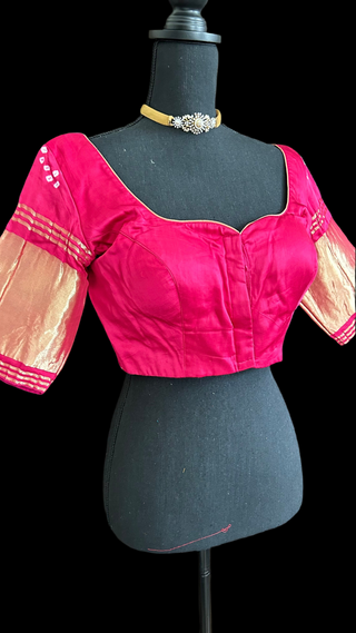 Pink 2 Bandhani silk blouse online usa