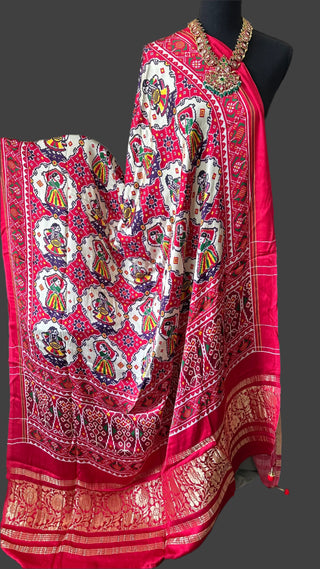 Gajji silk duppatta pure silk duppatta black maroon pure silk duppatta bandhini ikat patola designs duppatta online shopping