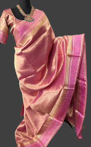 pink Gold tissue saree online usa pure beneras silk saree gold tissue saree scallop borders latest tissue saree usa pure silk saree online usa